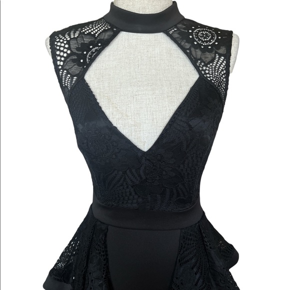 Gothcore Varga Lace Cocktail Black Sleveless Mini Dress - Picture 2 of 4